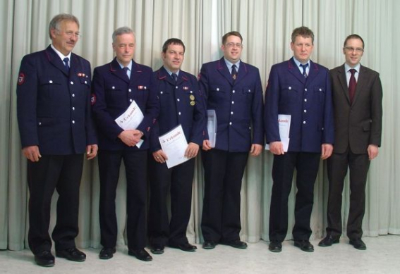 v.l.n.r. Gerhard Stahl, Bert Karrer, Eugen Drexel, Markus Beck, Michael Busch und Bürgermeister Ohr